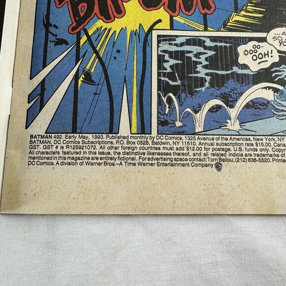 Batman #492 - Knightfall #1 Begins, Bane Appearance First In Series Vintage 1993 - Picture 8 of 8